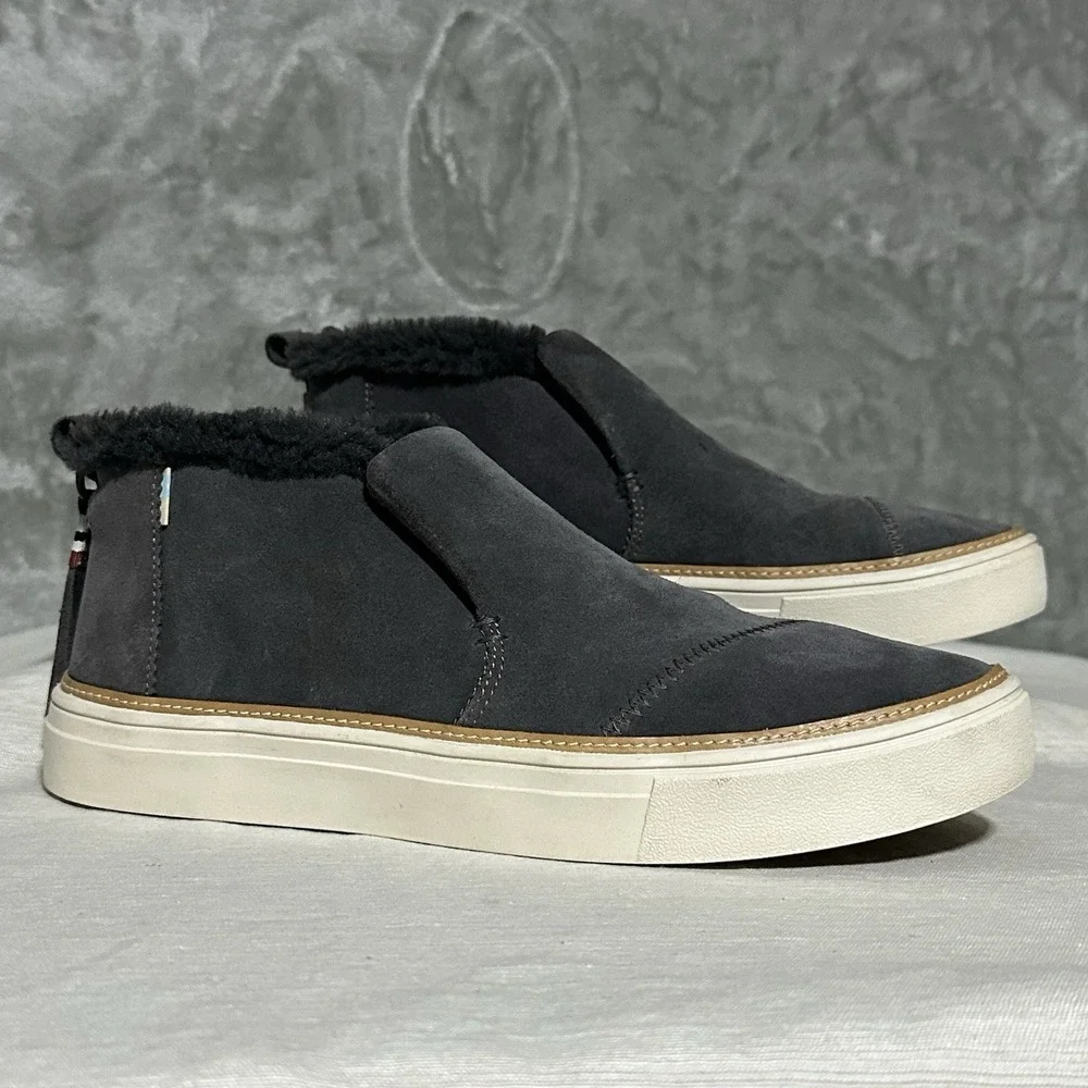 Toms Womens Sz 8 Paxton Suede High Top Slip On Comfort Shoes Iron Gray Gorpcore